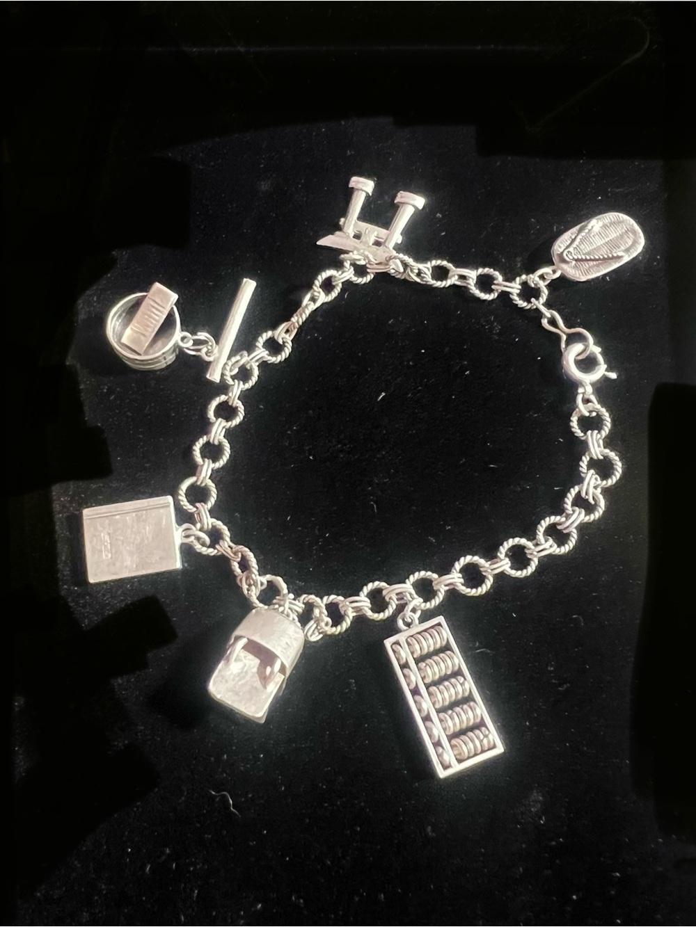 Vintage Sterling Silver Japanese Charm Bracelet with Miniature Charms - Silver